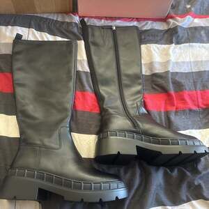 Lisa VickyBlack Lug Sole Platform Knee High Boots